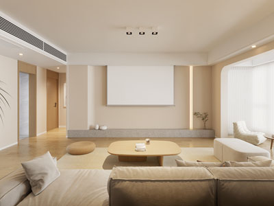 侘寂风奶油风客厅电视背景墙3d模型 侘寂风奶油风客厅电视背景墙