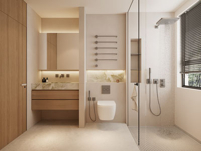 现代奶油风洗手间 卫浴间