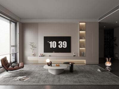 现代客厅电视背景墙3d模型 现代客厅电视背景墙