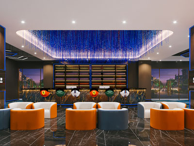 现代台球俱乐部休闲区