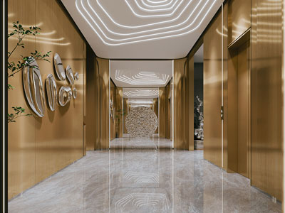 新中式酒店过道 走廊