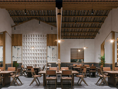 新中式民宿饭店餐馆就餐区