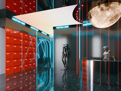 现代酒吧前台 过道