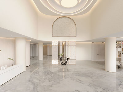 现代奶油风大堂前台接待