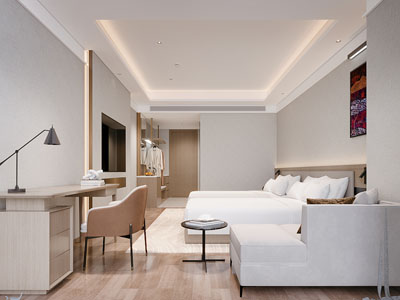 现代奶油风酒店客房