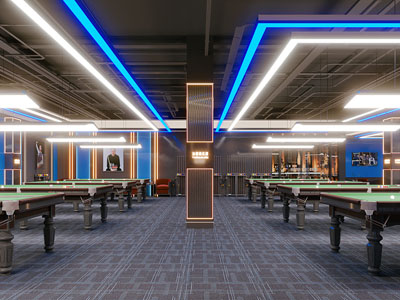工业风loft台球室3d模型 工业风loft台球室