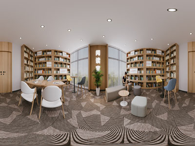现代全景阅览室 图书馆 书吧3d模型 现代全景阅览室 图书馆 书吧
