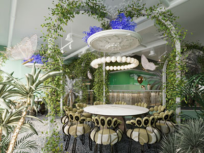 现代网红植物主题饭店餐馆