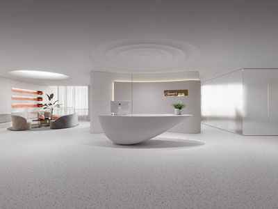 现代奶油风大堂前台接待