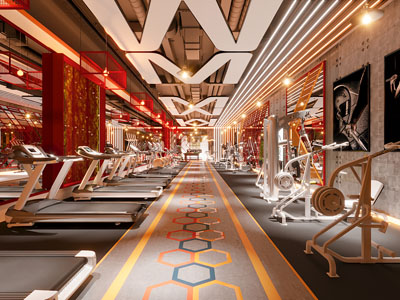 工业风loft健身房3d模型 工业风loft健身房