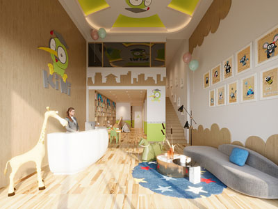 现代幼儿园图书馆 阅览室 书吧前台接待区3d模型 现代幼儿园图书馆 阅览室 书吧前台接待区