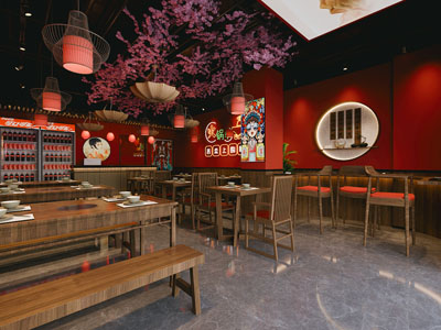 现代国潮饭店餐馆 火锅店3d模型 现代国潮饭店餐馆 火锅店