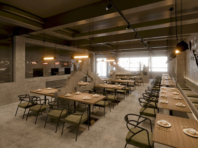 工业风loft饭店餐馆就餐区
