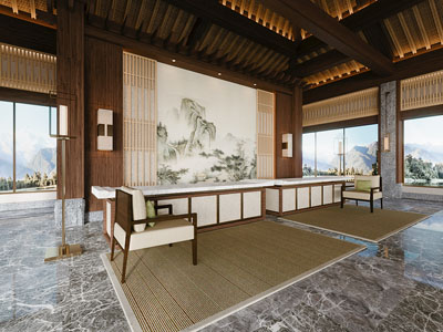 中式大堂前台接待