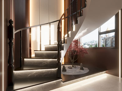 欧式旋转楼梯3d模型 欧式旋转楼梯