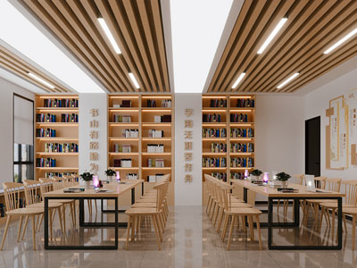 新中式阅览室 图书馆 书吧3d模型 新中式阅览室 图书馆 书吧