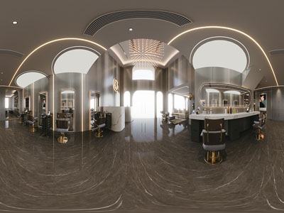 现代轻奢全景理发店