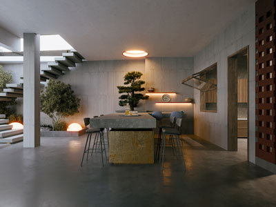 侘寂风民宿室外咖啡区