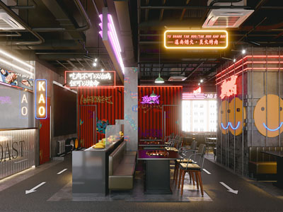 工业风loft饭店餐馆 烧烤店