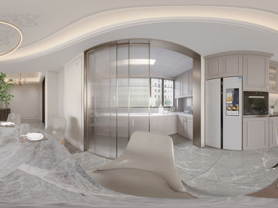 现代全景厨房餐厅