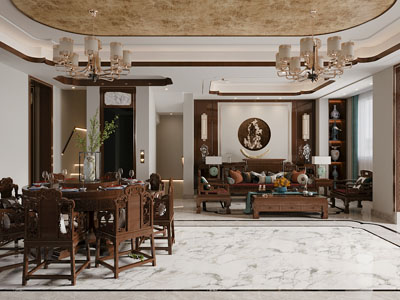 中式客厅餐厅
