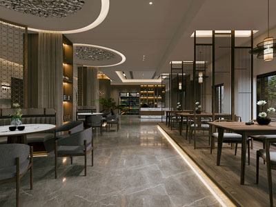 新中式饭店餐馆就餐区