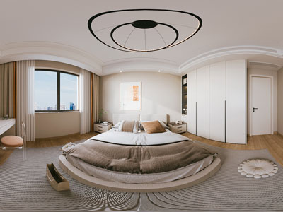 现代全景主卧室