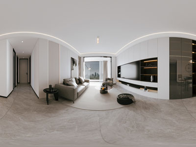 现代全景客厅餐厅