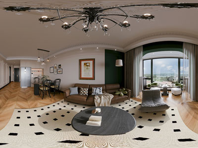 法式全景客厅餐厅