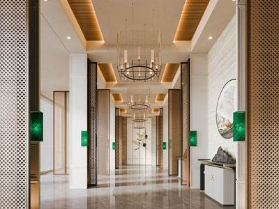 新中式酒店过道 走廊