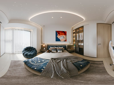 现代全景卧室 儿童房 男孩房