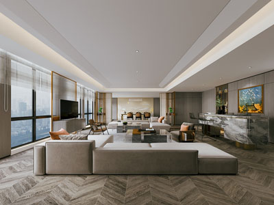 新中式大堂前台接待 会客区