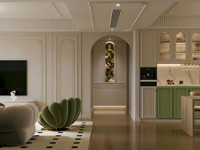 法式轻奢客厅餐厅