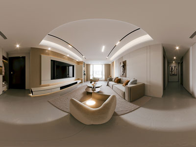 现代全景客厅餐厅