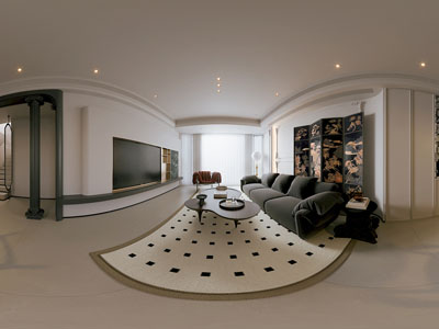 法式全景客厅餐厅