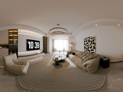 现代全景客厅餐厅