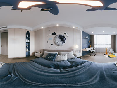 现代全景卧室 儿童房 男孩房