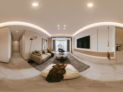 现代全景客厅餐厅