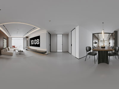 现代全景客厅餐厅