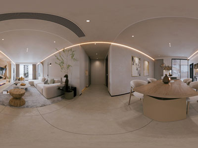 现代全景客厅餐厅