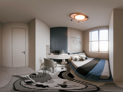 现代全景卧室 儿童房 男孩房