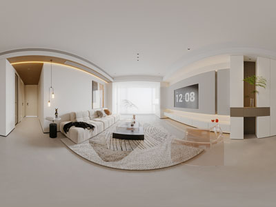 现代全景客厅餐厅