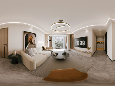 现代全景客厅餐厅