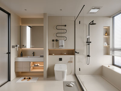 现代奶油风卫浴间 洗手间