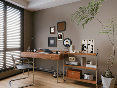 中古风书桌椅组合3d模型 中古风书桌椅组合