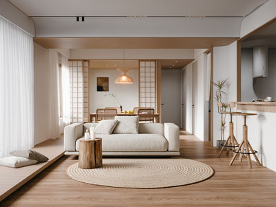 日式奶油风客厅餐厅