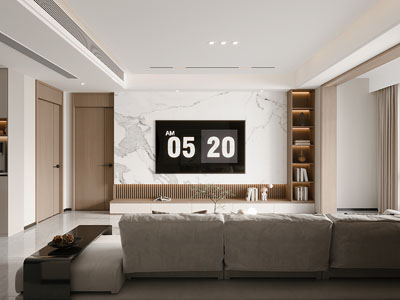 现代客厅电视背景墙3d模型 现代客厅电视背景墙