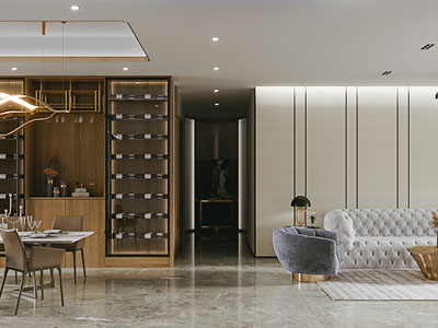 现代轻奢客厅餐厅