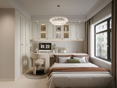 法式奶油风榻榻米卧室