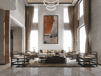 新中式挑高客厅